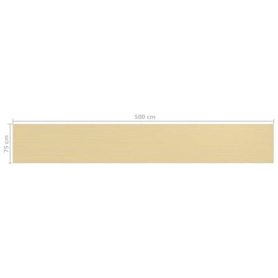 vidaXL Balkonscherm 75x500 cm HDPE beige
