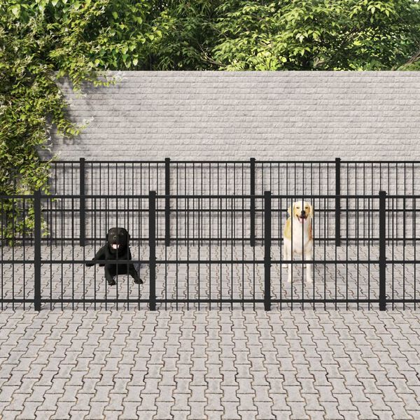 vidaXL Hondenkennel voor buiten 14,11 m&sup2; staal