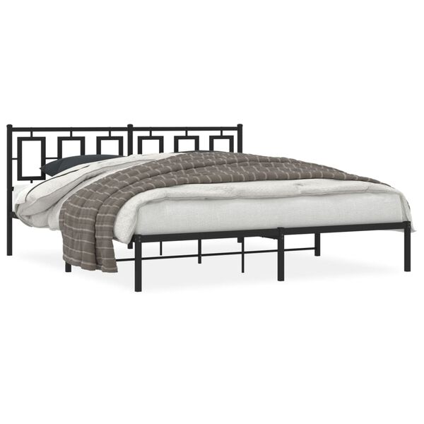 vidaXL Bedframe met hoofdbord metaal zwart 180x200 cm