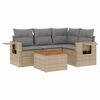 vidaXL 5-delige Loungeset met kussens poly rattan gemengd beige