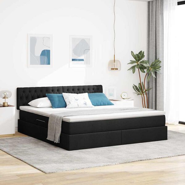 vidaXL Opbergbed met matras met matras Zwart 180 x 200 cm Bewerkt hout