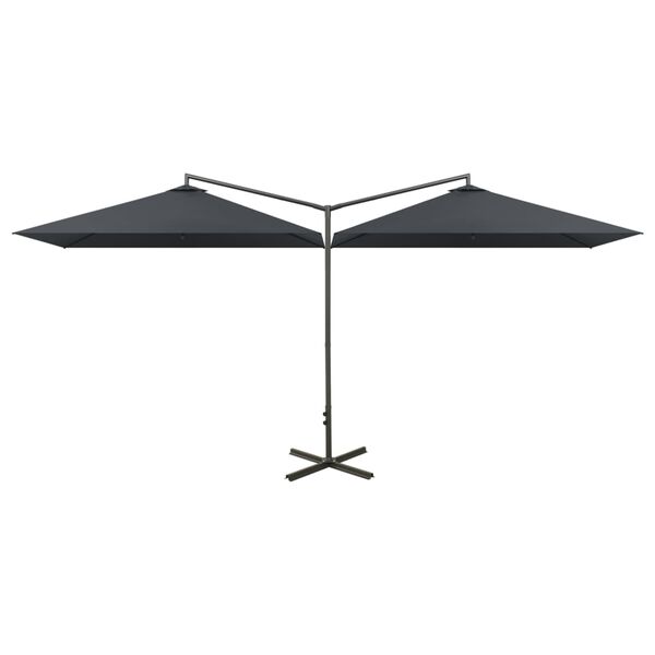 vidaXL Parasol dubbel met stalen paal 600x300 cm antracietkleurig