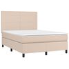 vidaXL Boxspring met matras kunstleer cappuccinokleurig 140x190 cm