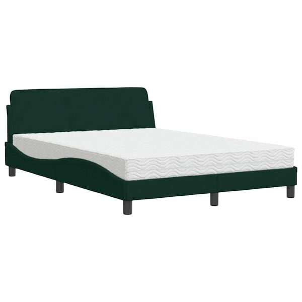 vidaXL Bed met matras "Dover" fluweel donkergroen 140x190 cm
