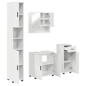 vidaXL Badkamermeubelset 4 pcs Hoogglans wit Bewerkt hout & Metaal