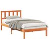 vidaXL Bedframe met hoofdeinde Wasbruin 90 x 200 cm Massief grenenhout