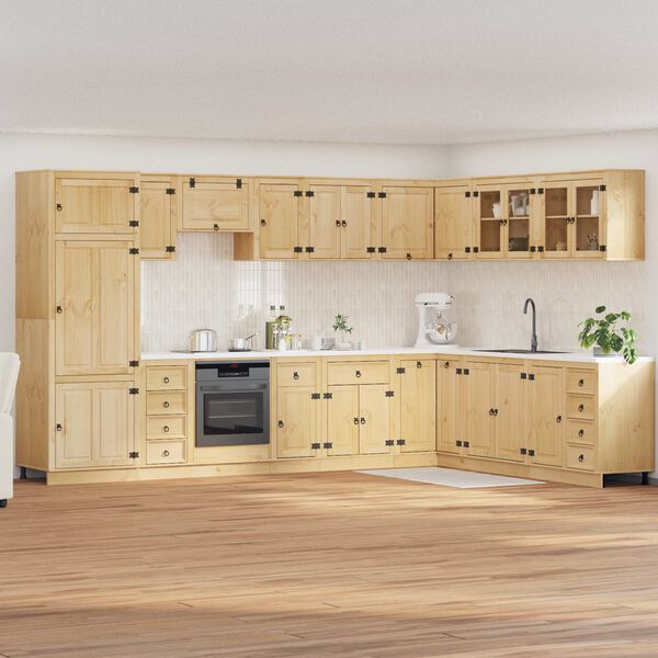 vidaXL Kast met lade SKI 14 pcs HoningBruin Massief grenenhout