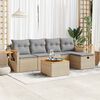vidaXL 6-delige Loungeset met kussens poly rattan beige
