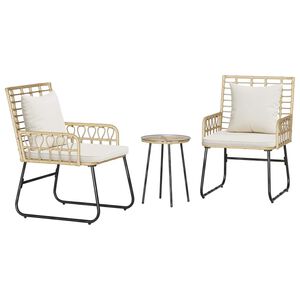 vidaXL Tuin eettafelset 3 pcs Bruin en Cr&egrave;me poly rattan