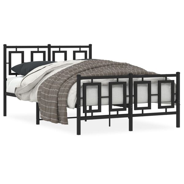 vidaXL Bedframe met hoofd- en voeteneinde metaal zwart 120x190 cm