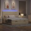 vidaXL Ottoman bed met matrassen en LED's 200x200cm stof cr&egrave;mekleurig
