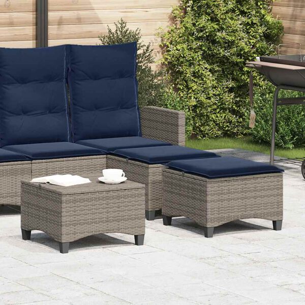 vidaXL Tuinkrukken met kussens 2 st 55x55x36 cm poly rattan grijs