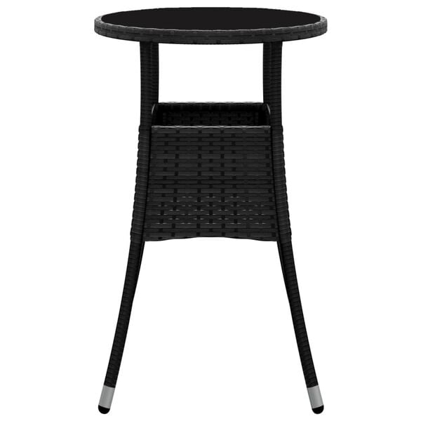 vidaXL Tuintafel &Oslash;60x75 cm gehard glas en poly rattan zwart