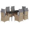 vidaXL 7-delige Tuinset met kussens poly rattan beige