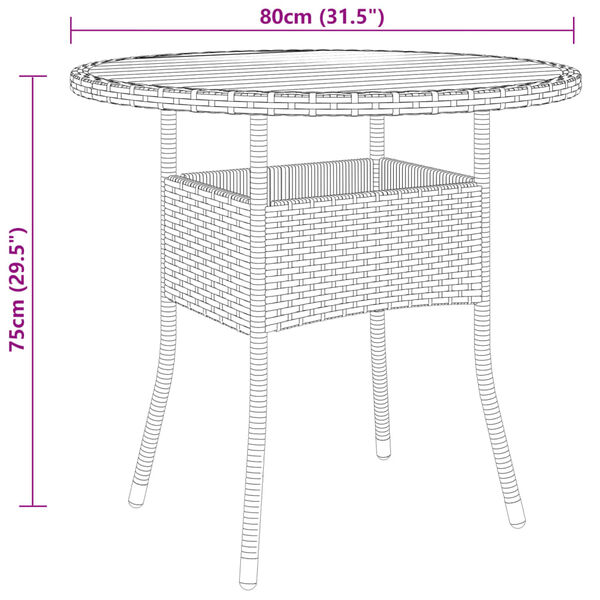 vidaXL Tuintafel Ø80x75 cm acaciahout en poly rattan grijs