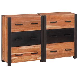 vidaXL Dressoir 3 st Bruin 110 x 30 x 75 cm Massief Acaciahout