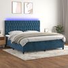 vidaXL Boxspring met matras en LED fluweel donkerblauw 200x200 cm
