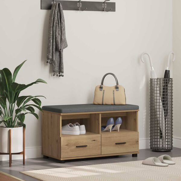 vidaXL Halbank met kussen met lade Artisan Eiken 80 x 38 x 46 cm