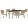 vidaXL Tuin eettafelset 7 st Beige poly rattan