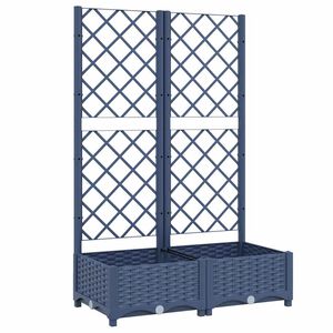 vidaXL Plantenbak met trellis blauwgrijs 80x40x121,5 cm PP