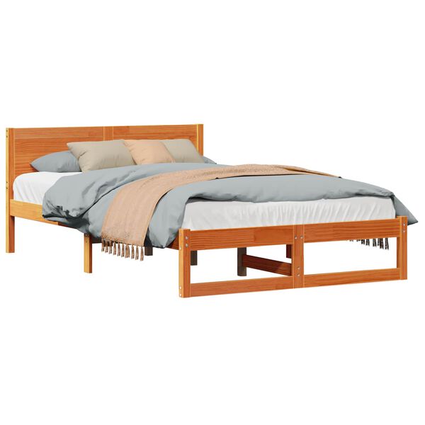 vidaXL Bedframe Wasbruin 135 x 190 cm Massief grenenhout