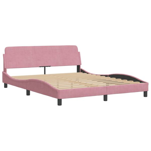 vidaXL Bed met matras fluweel roze 160x200 cm