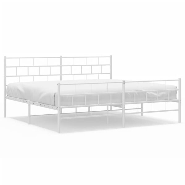 vidaXL Bedframe met hoofd- en voeteneinde metaal wit 180x200 cm