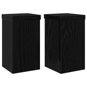 vidaXL Plantenstandaard 2 st Zwart Eiken 10 x 10 x 18 cm Bewerkt hout