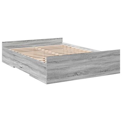 vidaXL Bedframe met lades bewerkt hout grijs sonoma eiken 120x200 cm