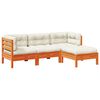 vidaXL 4-delige Loungeset met kussens massief grenenhout wasbruin