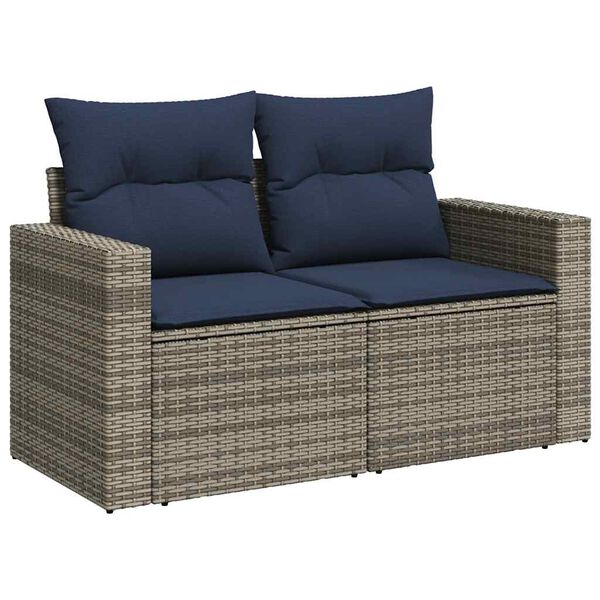 vidaXL 5-delige Loungeset met kussens poly rattan acacia grijs