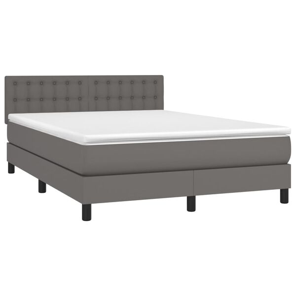 vidaXL Boxspring met matras kunstleer grijs 140x200 cm