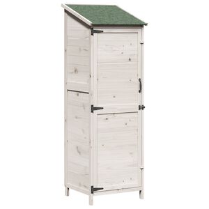 vidaXL Tuinschuur met dak Wit 59,5 x 56 x 176,5 cm Massief Vurenhout