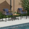 vidaXL Buitenmeubelset met kussen 3 pcs Grijs en Marineblauw PE Rattan