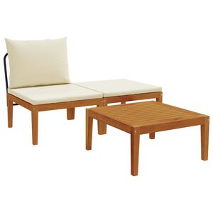 vidaXL 3 st Tuin Loungeset met Kussens Massief acaciahout & touw