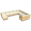 vidaXL 10-delige Loungeset met cr&egrave;mekleurige kussens grenenhout