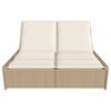vidaXL Ligbed 2-persoons met kussens poly rattan beige