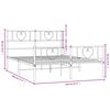 vidaXL Bedframe met hoofd- en voeteneinde metaal wit 140x190 cm