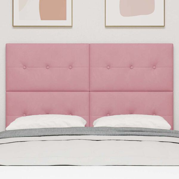 vidaXL Hoofdbord met LED -striplichten Verstelbaar Roze 72 cm Fluweel