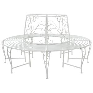 vidaXL Boom bank 8-Aantal zitplaatsen &Oslash; 160 x 89 cm Staal Antiek wit