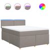vidaXL Boxspring met matras stof taupe 140x200 cm