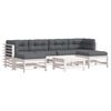 vidaXL 7-delige Loungeset met kussens massief hout wit