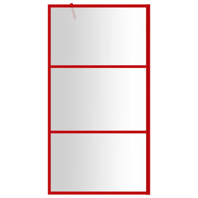 vidaXL Inloopdouchewand transparant 115x195 cm ESG-glas rood