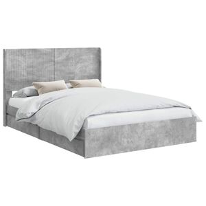 vidaXL Bedframe met opbergruimte en hoofdbord Betongrijs 150 x 200 cm
