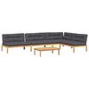 vidaXL 5-delige Loungeset pallet met kussens massief acaciahout