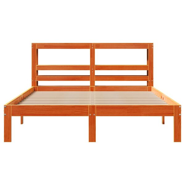 vidaXL Bedframe zonder matras massief grenenhout wasbruin 135x190 cm