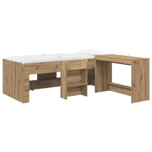 vidaXL Hoge Bed Frame met Bureau voor Kinderen 2 st Artisanaal eiken
