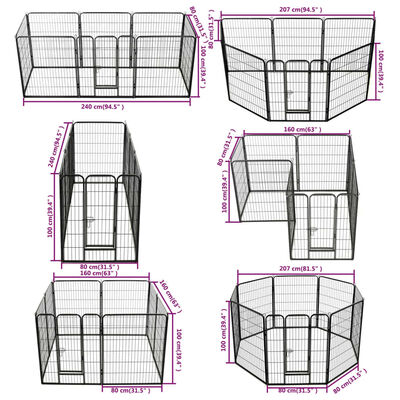Avalo Puppyren 210cm Opvouwbaar Zwart - 8 panelen 80x60cm - Dierenren Avalo Puppyren 210cm Opvouwbaar Zwart - 8 panelen 80x60cm - Dierenren