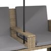 vidaXL Tuinbank 2-zits met parasol en voetenbanken poly rattan beige