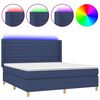 vidaXL Boxspring met matras en LED stof blauw 160x200 cm
